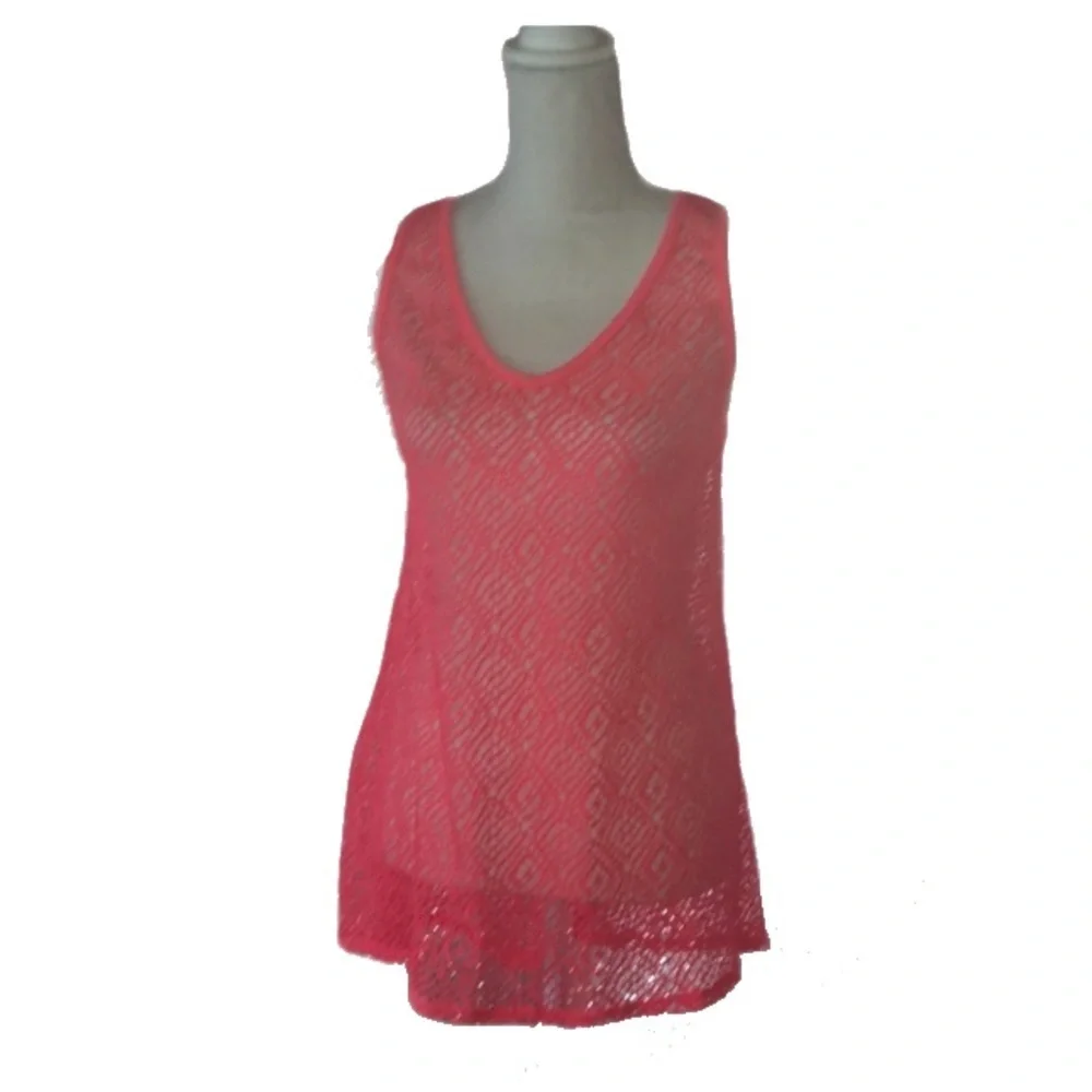 OP Bright Coral Mesh Coverup M